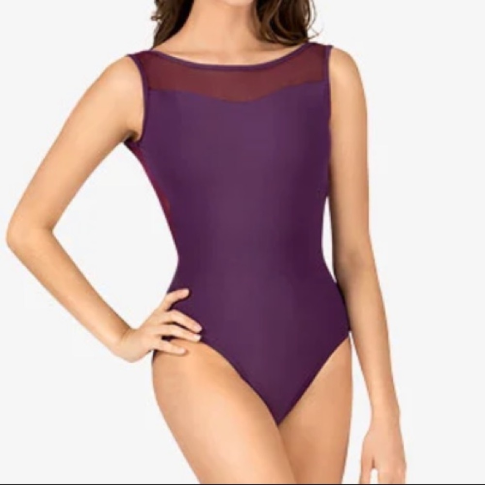 Natalie Adult Mesh V-Back Tank Leotard